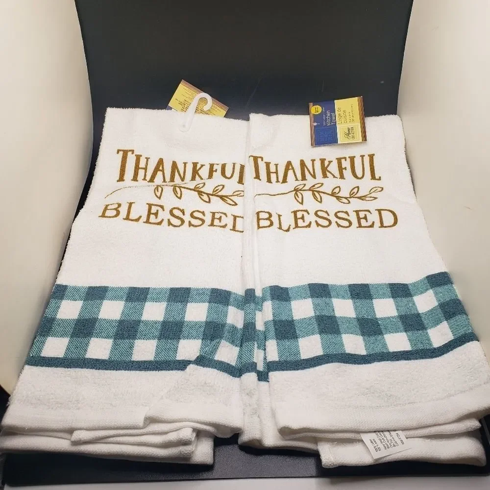 THANKFUL Blessed cotton kitchen towel set